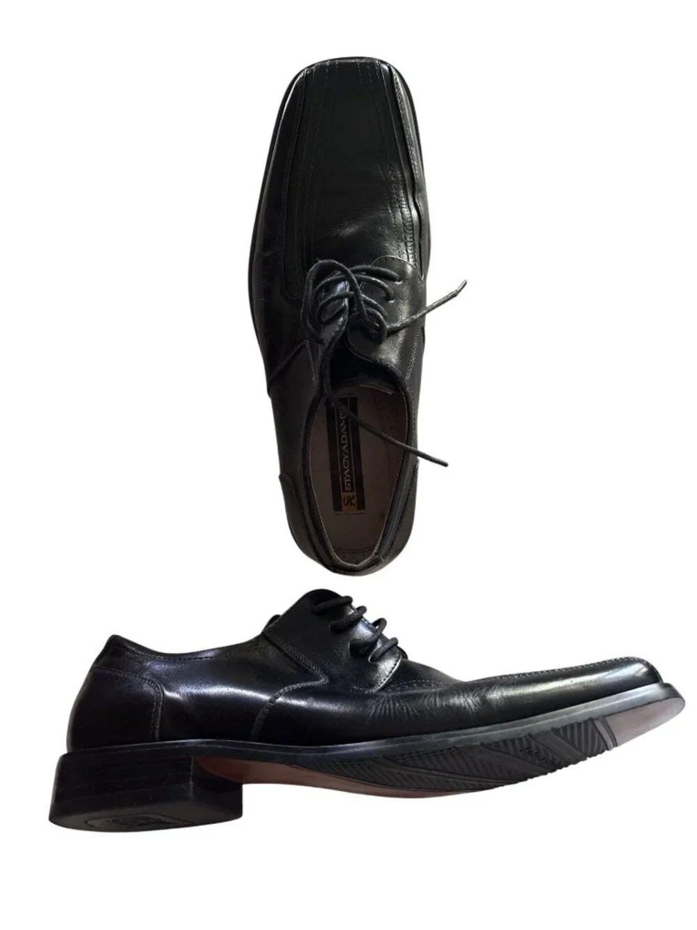 Stacy Adams Black Leather Square Toe Oxford Dress Shoes Size 10M Office School